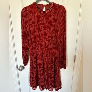 EUC Burnt Orange Floral Velvet Banana Republic Dress